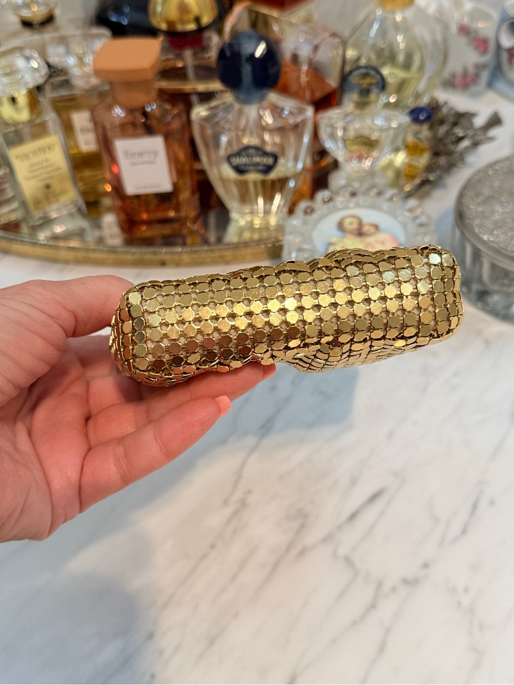 Whiting & Davis Gold Metal Mesh Padded Coin Purse - Picture 7 of 10